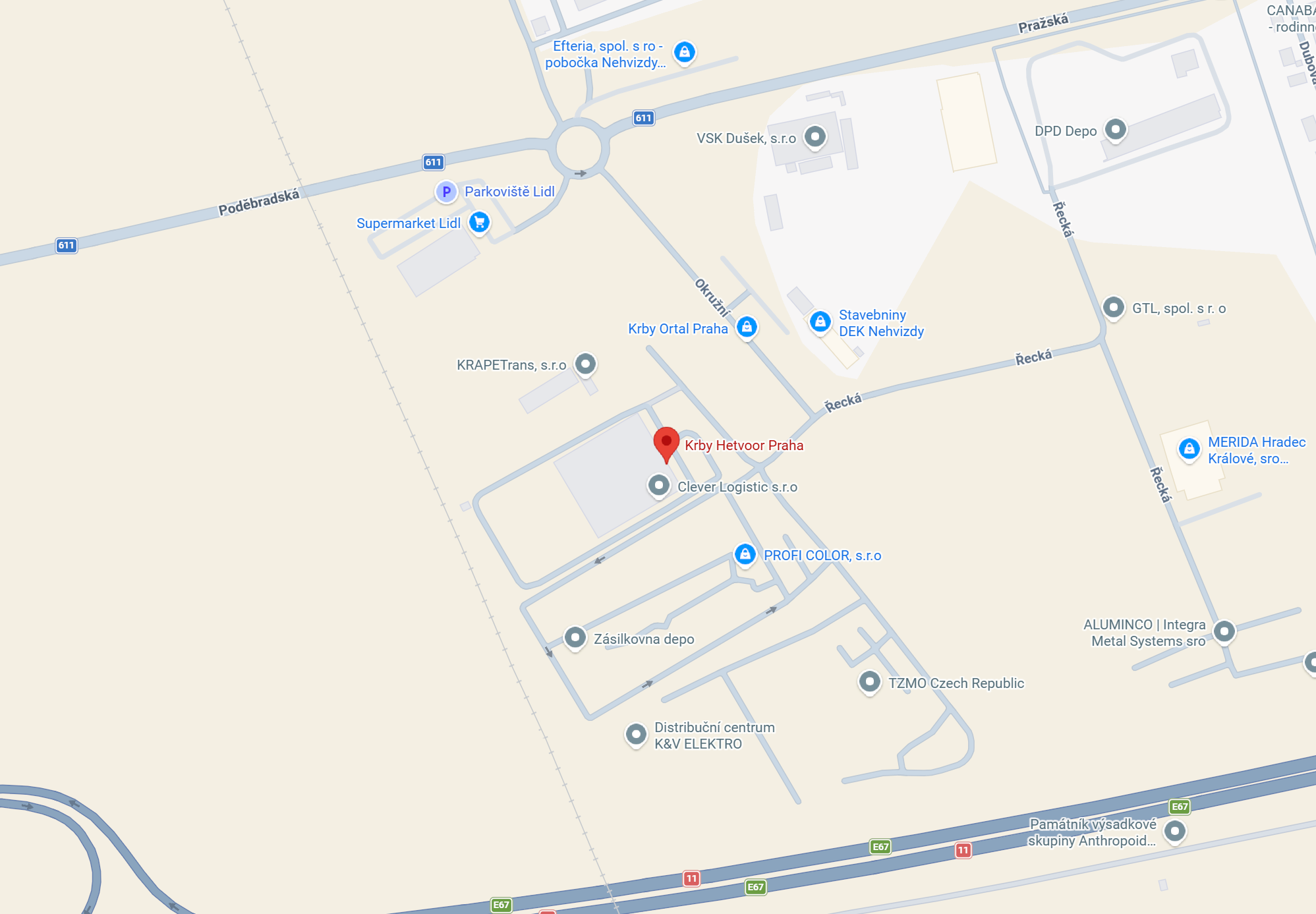 Mapa – Okružní 781, Nehvizdy